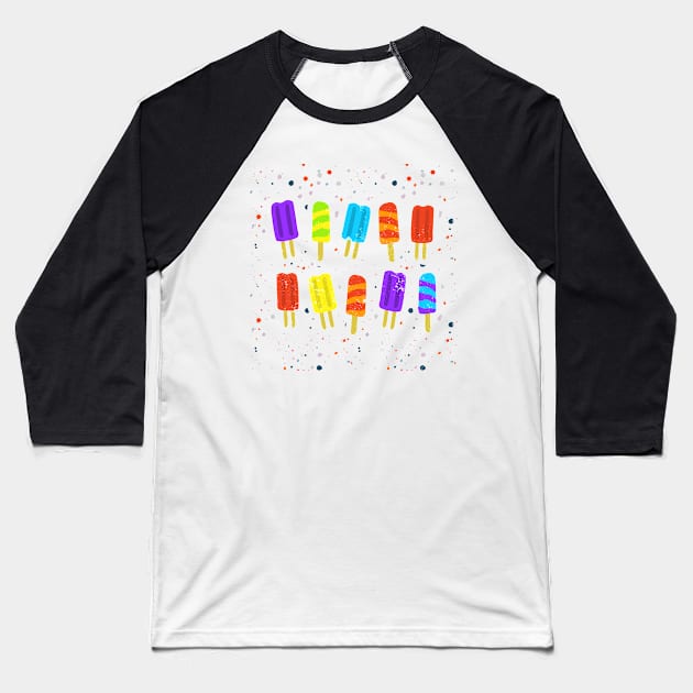 Summer Summertime Popsicle Baseball T-Shirt by Rengaw Designs